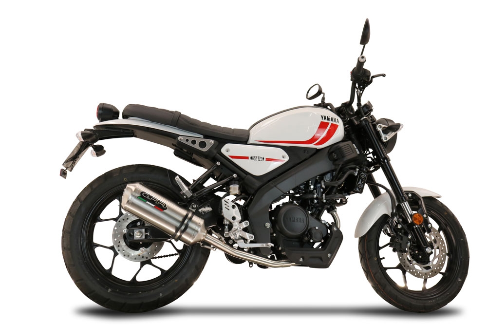 Pot echappement compatible avec Yamaha XSR 125 2021-2025, Satinox , Pot échappement complet, non légal pour les pays de l'UE, avec db killer amovible 