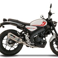 Pot echappement compatible avec Yamaha XSR 125 2021-2025, Satinox , Pot échappement complet, non légal pour les pays de l'UE, avec db killer amovible 