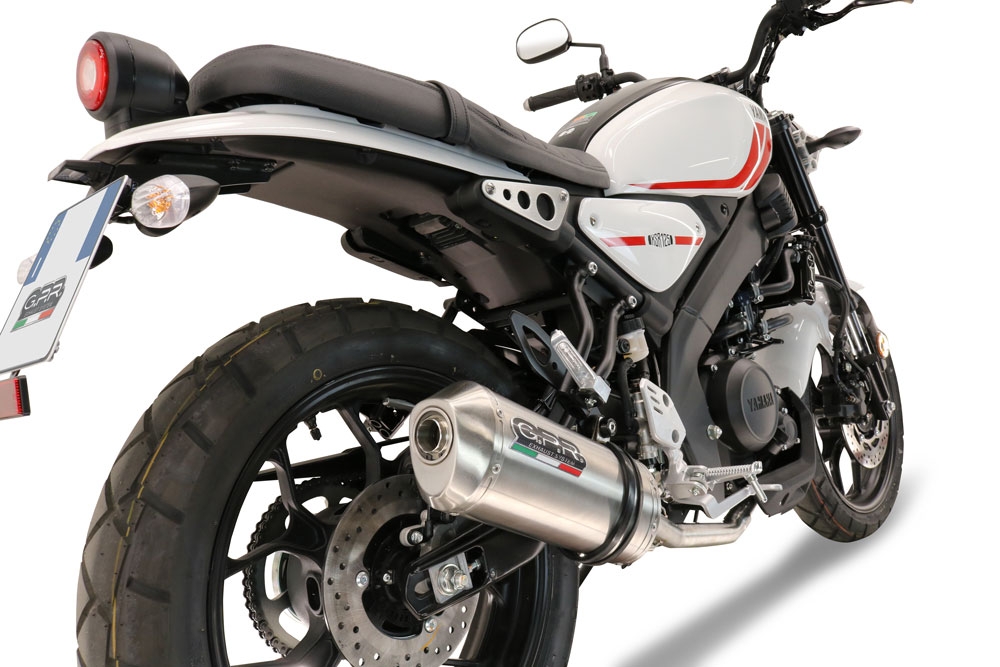 Pot echappement compatible avec Yamaha XSR 125 2021-2025, Satinox , Pot échappement complet, non légal pour les pays de l'UE, avec db killer amovible 