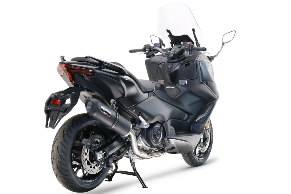 Pot echappement compatible avec Yamaha T-Max 560 2022-2024, Furore Nero, Pot échappement complet, non légal pour les pays de l'UE, avec db killer amovible 