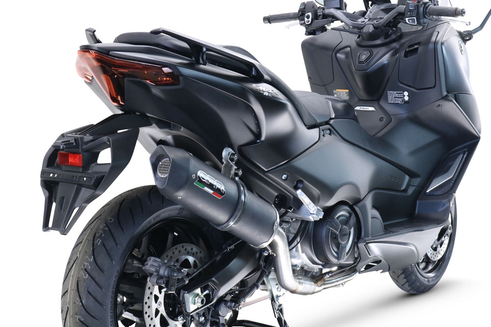 Pot echappement compatible avec Yamaha T-Max 560 2022-2024, Furore Nero, Pot échappement complet, non légal pour les pays de l'UE, avec db killer amovible 