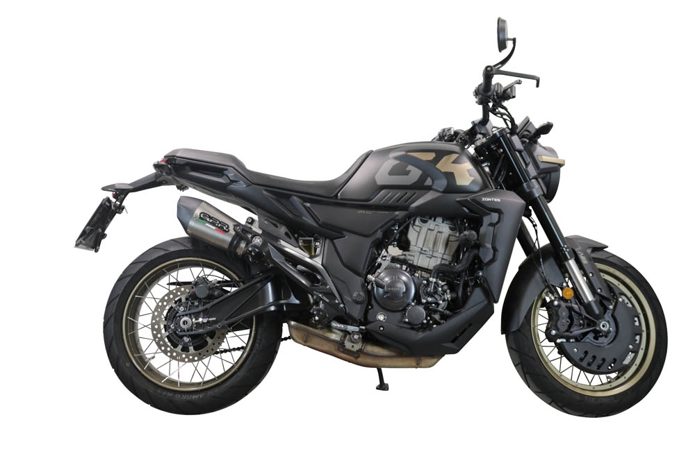 GPR exhaust compatible with  Zontes 350 GK 2022-2024, New Grand Prix Evo Titanium, Slip-on exhaust including removable db killer and link pipe, EPA-compliant 