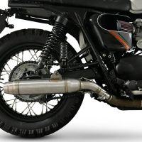 Pot echappement compatible avec Triumph BONNEVILLE T100 2001-2014, Deeptone Inox, Paire de pot d'échappement homologuées, livrées avec db killer amovible et raccords spécifiques 