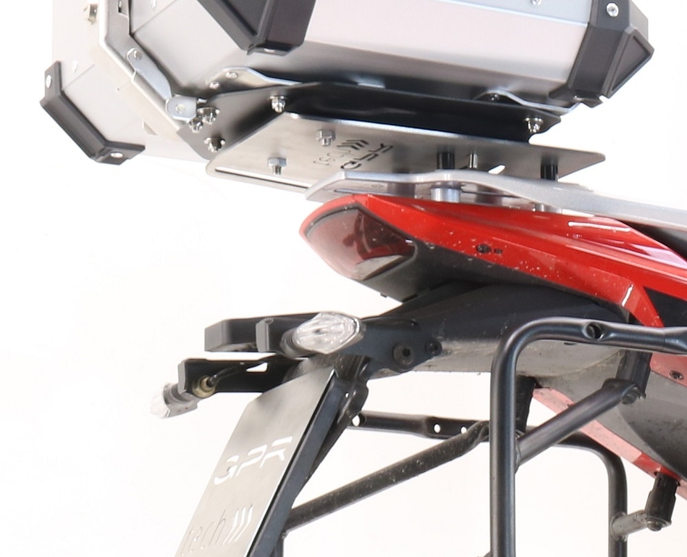 GPR TECH compatible with  Moto Morini X-CAPE 650 2021/2024 e5 Plaque en titane spécifique TOP CASE-ALPITECH 35/55 LT compatible avec le porte-bagages d'origine, fabriqué en TITANE avec 4 points d'ancrage