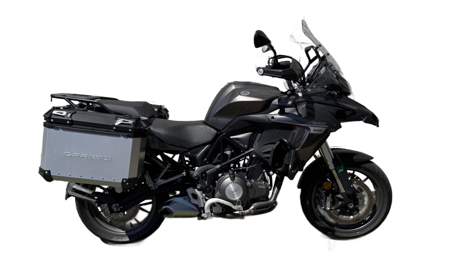 GPR TECH compatible with  Benelli Trk 502 2017/2020 e4 GPR TECH Pair of side cases aluminum made, silver color with specific pannier holder Capacity 38 LT. + 38 LT.