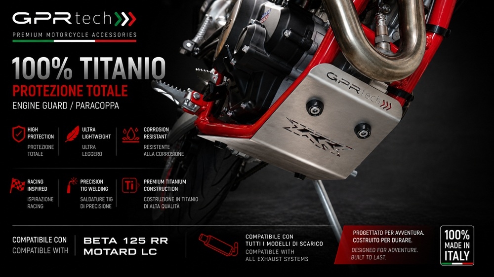 GPR TECH compatible with  Beta RR 125 4T Enduro LC 2021/2023 e5 Sabot moteur en titane 