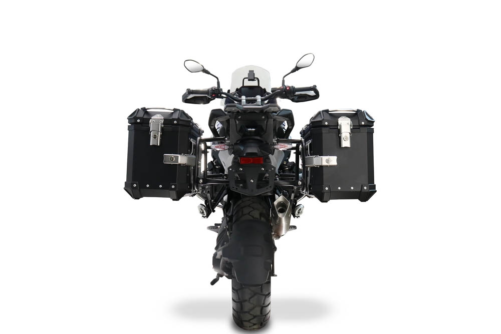 GPR TECH compatible with  Bmw R 1300 GS Adventure 2024/2026 Paire de valises latérales en aluminium avec couleur noire avec support de valise spécifique Capacité 38 LT. + 38 LT.