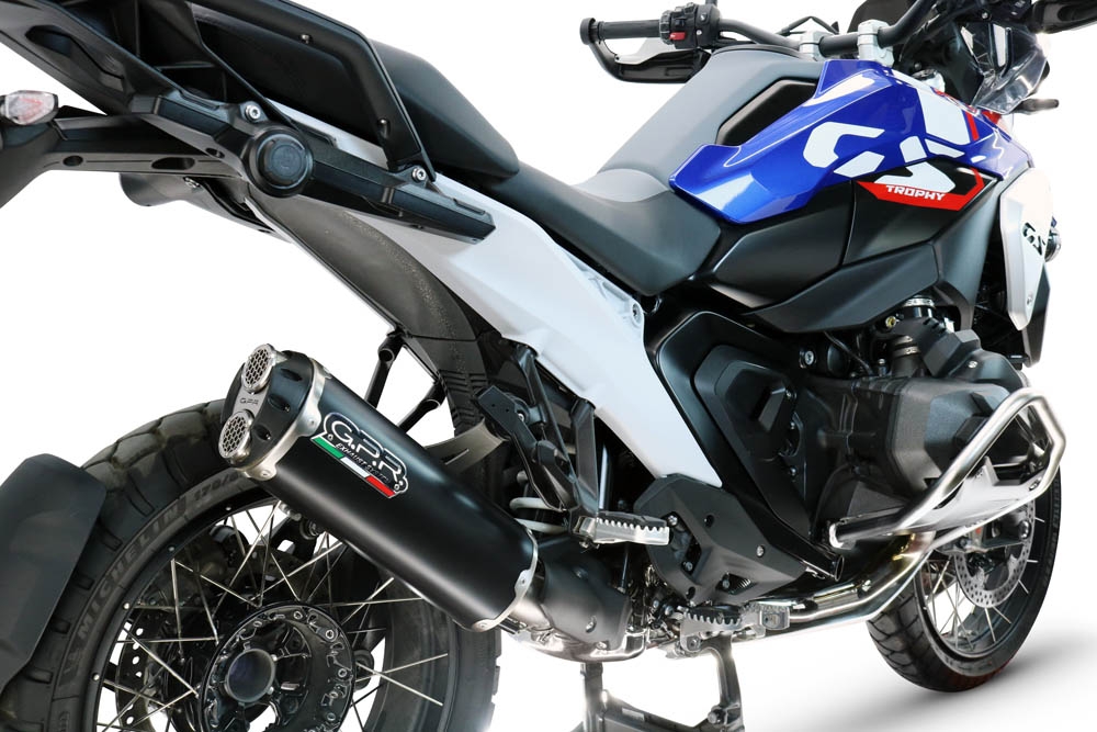 GPR exhaust compatible with  Bmw R1300GS Adventure 2024-2026, Hyper Dual Black Titanium, Slip-on exhaust including removable db killer and link pipe, EPA-compliant 