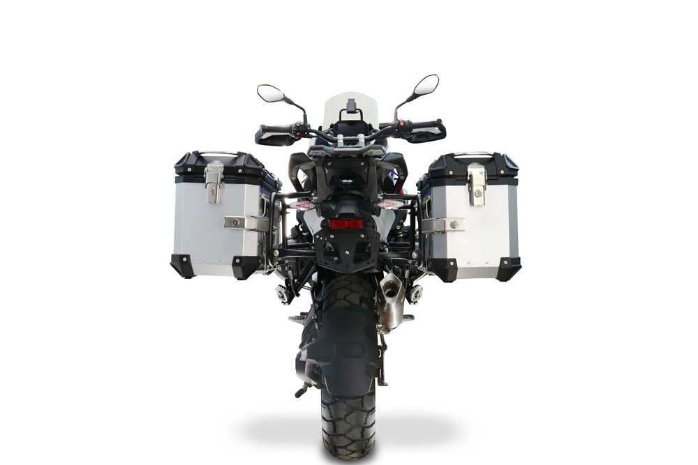 GPR TECH compatible with  Bmw R 1300 GS Adventure 2024/2026 Paire de valises latérales en aluminium avec couleur argent avec support de valise spécifique Capacité 38 LT. + 38 LT.