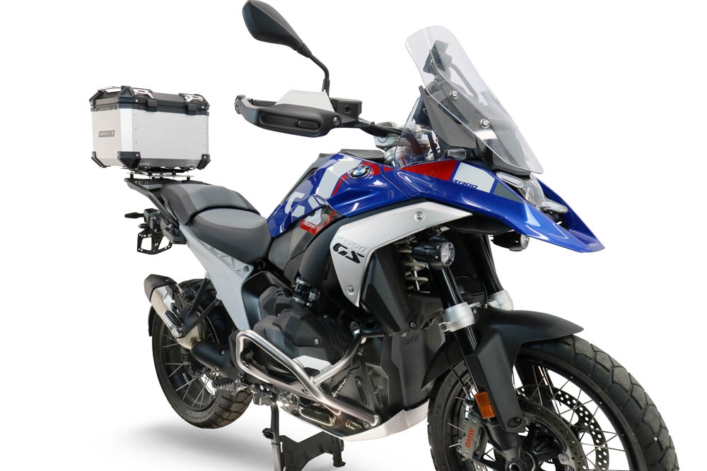 Top case GPR TECH compatible with  Bmw R 1300 GS 2024/2026 Top Case Alpitech en aluminium, couleur argent avec plaque spécifique pour porte-bagages arrière Capacité Litres 35