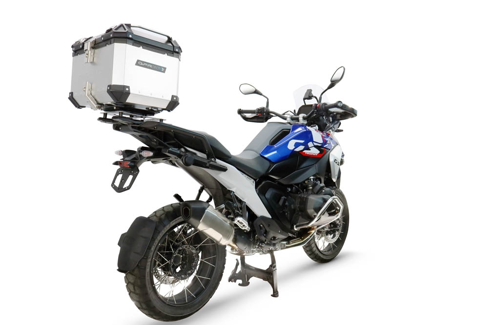 Top case GPR TECH compatible with  Bmw R 1300 GS 2024/2026 Top Case Alpitech en aluminium, couleur argent avec plaque spécifique pour porte-bagages arrière Capacité Litres 45