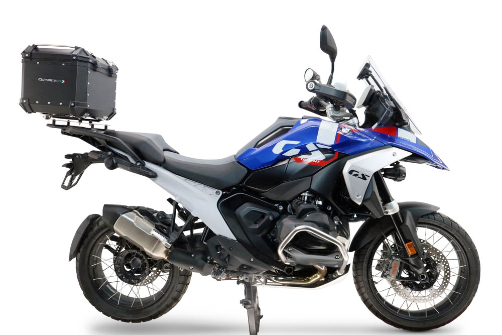 Top case GPR TECH compatible with  Bmw R 1300 GS Adventure 2024/2026 Top Case Alpitech en aluminium, couleur argent avec plaque spécifique pour porte-bagages arrière Capacité Litres 35