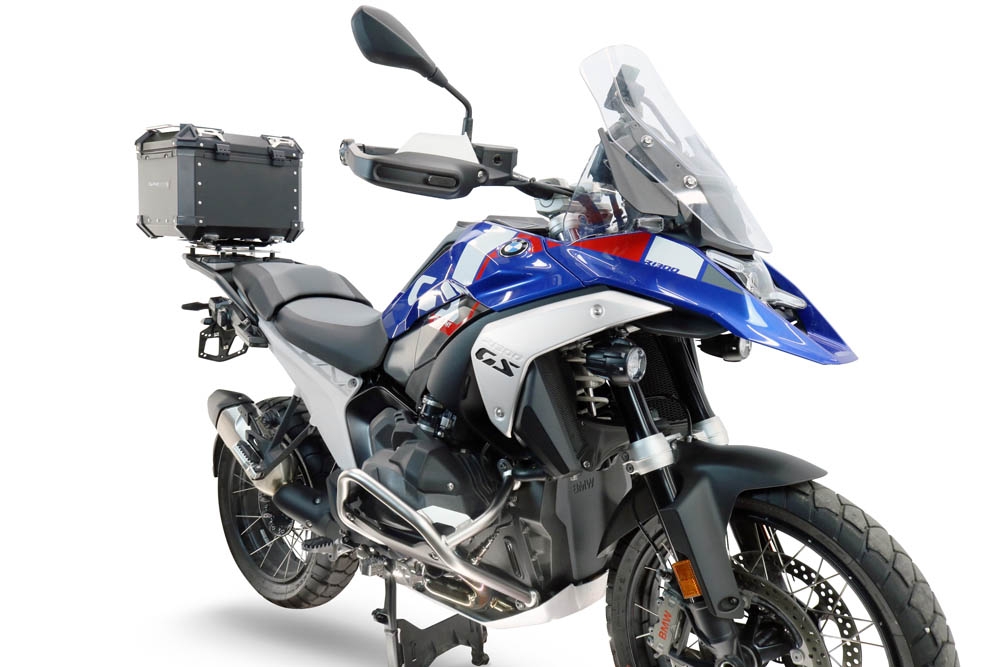 Top case GPR TECH compatible with  Bmw R 1300 GS Adventure 2024/2026 Top Case Alpitech en aluminium, couleur argent avec plaque spécifique pour porte-bagages arrière Capacité Litres 35