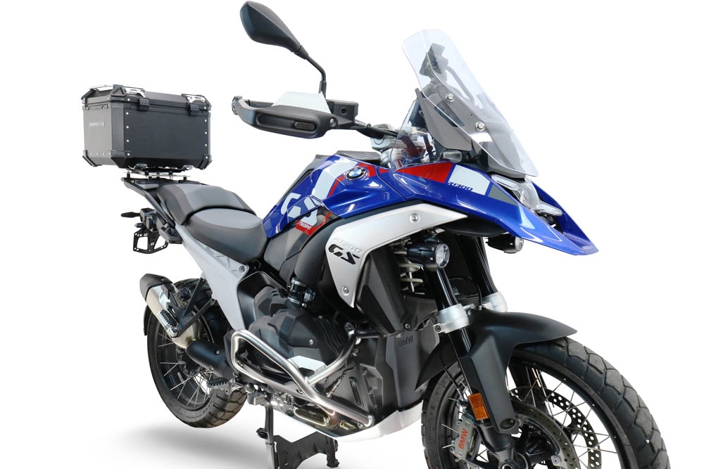 Top case GPR TECH compatible with  Bmw R 1300 GS Adventure 2024/2026 Top Case Alpitech en aluminium, couleur argent avec plaque spécifique pour porte-bagages arrière Capacité Litres 45
