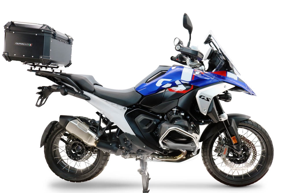 Top case GPR TECH compatible with  Bmw R 1300 GS 2024/2026 Top Case Alpitech en aluminium, couleur argent avec plaque spécifique pour porte-bagages arrière Capacité Litres 55