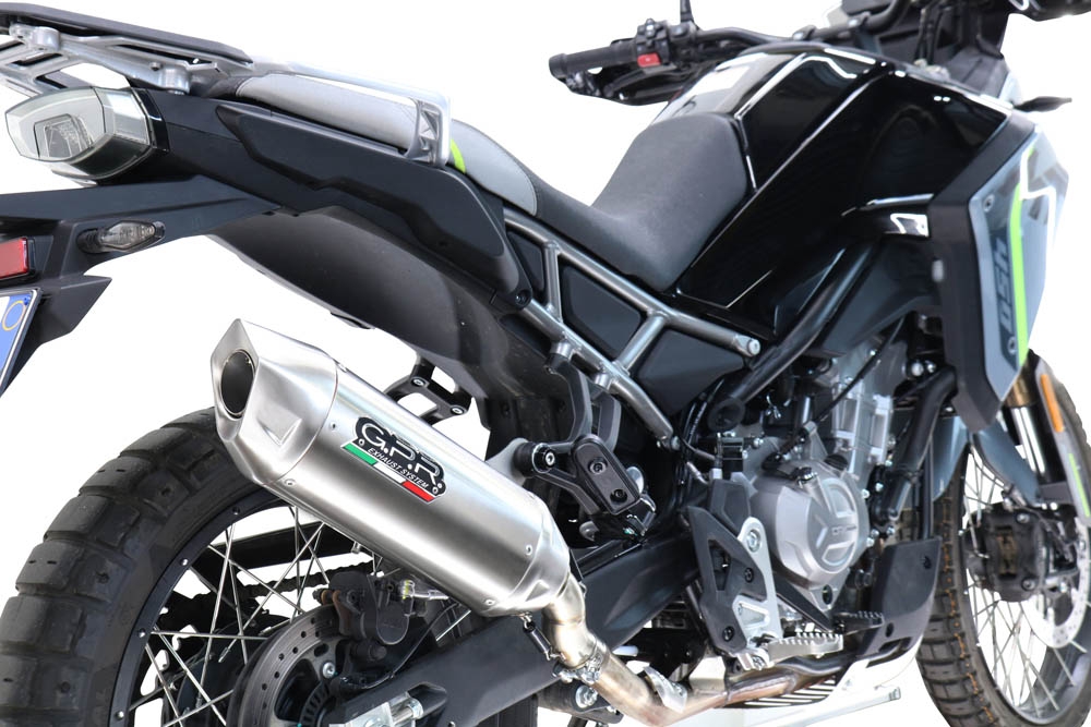 GPR pot echappement compatible avec  Cf Moto 450 MT 2024-2025, Furore-X Acciaio Inox, Échappement légal, homologué,silencieux avec db killer amovible et tuyau de liaison spécifique 