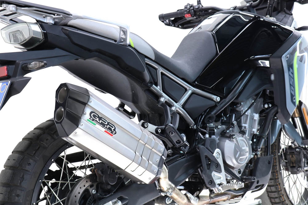 GPR pot echappement compatible avec  Cf Moto 450 MT 2024-2025, Hyper Sonic Titanium, Pot d'échappement complet racing, compris de collecteur et db killer amovible, sans homologation 