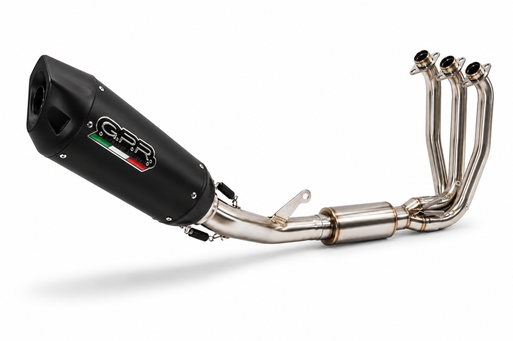 GPR pot echappement compatible avec Cf Moto 675NK 2024-2027, GP-Revo Black Titanium, Pot d'échappement complet racing, compris de collecteur et db killer amovible, sans homologation 