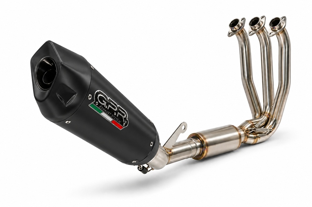 GPR pot echappement compatible avec Cf Moto 675NK 2024-2027, GP-Revo Black Titanium, Pot d'échappement complet racing, compris de collecteur et db killer amovible, sans homologation 