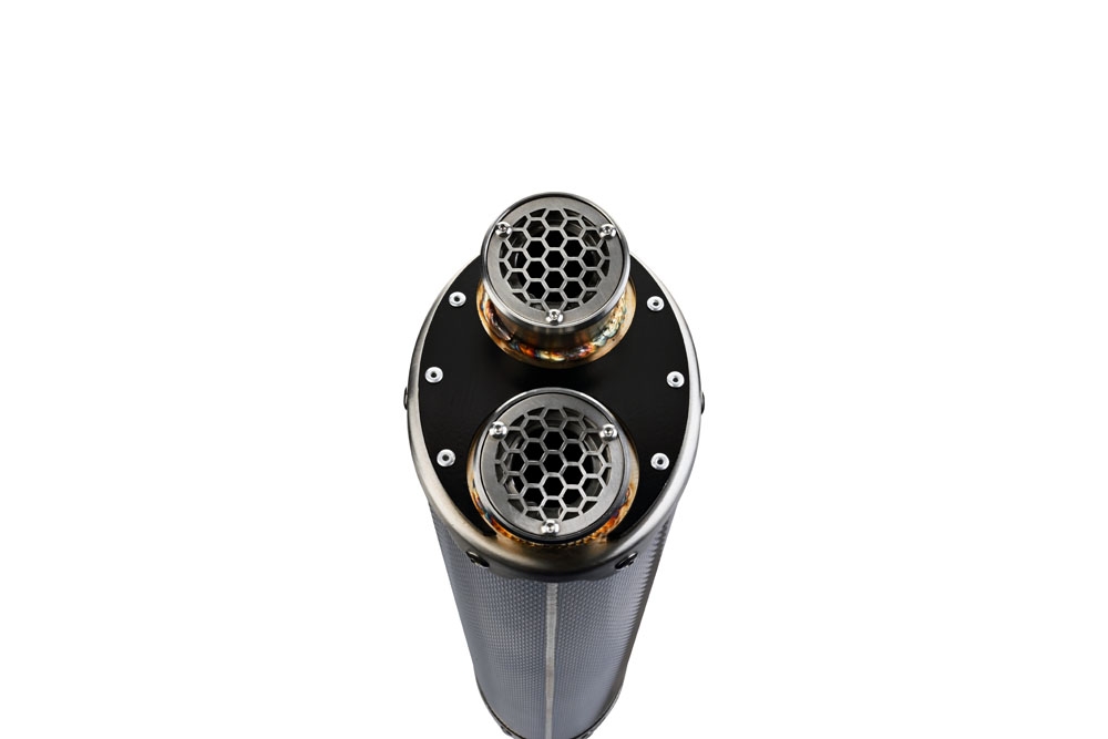 Exhaust compatible with Kawasaki Versys 1000 2021-2024, Dual Poppy, Slip-on exhaust including removable db killer and link pipe, EPA-compliant 