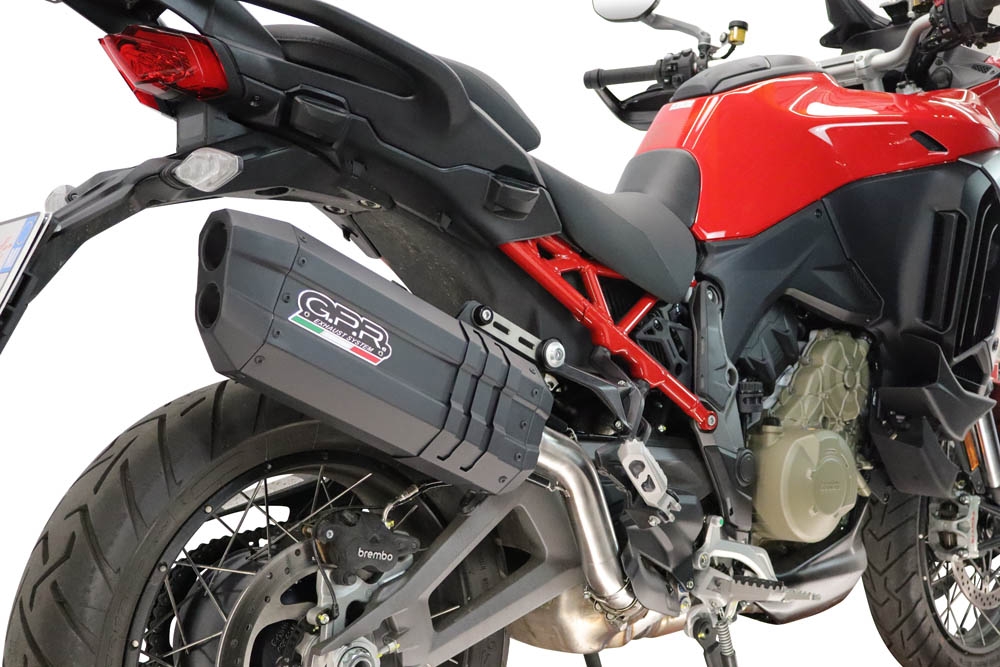GPR exhaust compatible with Ducati Multistrada V4 - V4S 2025-2026, Hyper Sonic Black Titanium, Slip-on exhaust including removable db killer and link pipe, EPA-compliant 