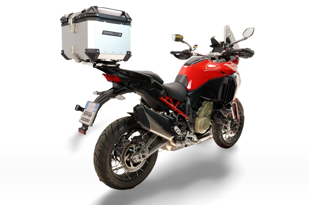 Top case GPR TECH compatible with  Harley Davidson Pan America 1250 2020/2024 Top Case Alpitech en aluminium, couleur argent avec plaque spécifique incluse Capacité Litres 35
