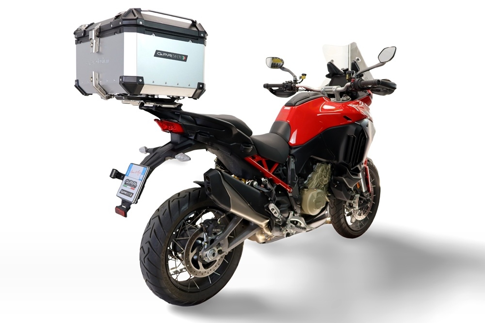 Top case GPR TECH compatible with  Harley Davidson Pan America 1250 2020/2024 Top Case Alpitech en aluminium, couleur argent avec plaque spécifique incluse Capacité Litres 45