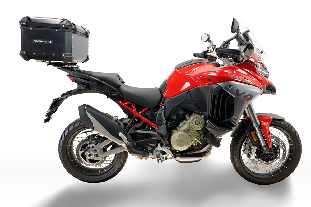 Top case GPR TECH compatible with  Harley Davidson Pan America 1250 2020/2024 Top Case Alpitech en aluminium, couleur noire avec plaque spécifique incluse Capacité Litres 45