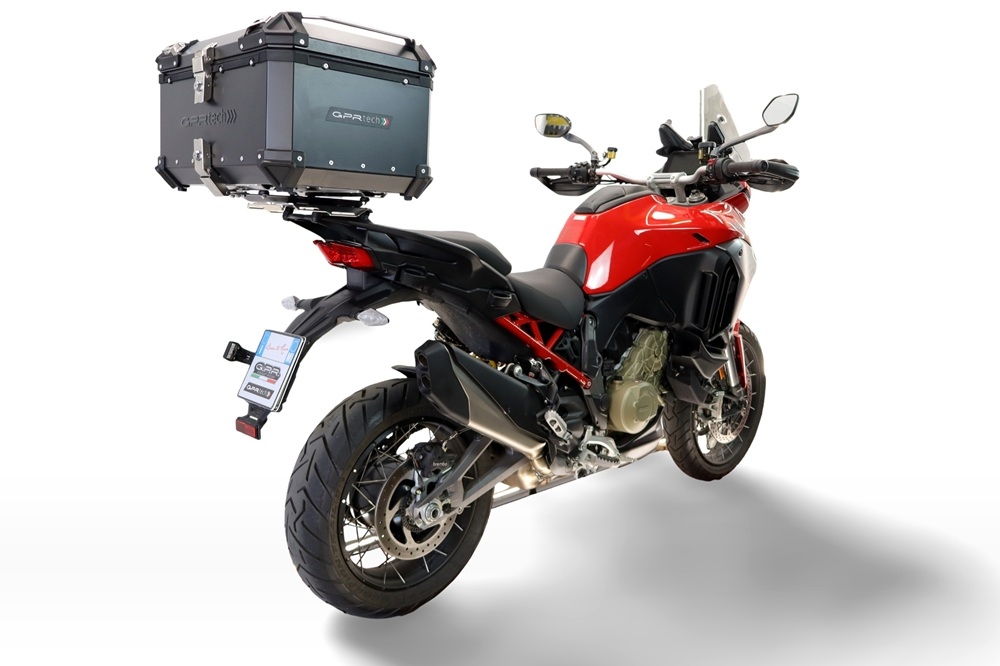 Top case GPR TECH compatible with  Harley Davidson Pan America 1250 2020/2024 Top Case Alpitech en aluminium, couleur noire avec plaque spécifique incluse Capacité Litres 45