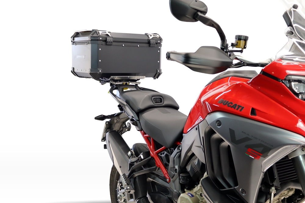 Top case GPR TECH compatible with  Harley Davidson Pan America 1250 2020/2024 Top Case Alpitech en aluminium, couleur noire avec plaque spécifique incluse Capacité Litres 45
