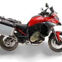GPR TECH compatible with  Harley Davidson Pan America 1250 2020/2024 Paire de valises latérales en aluminium avec côté droit profilé, couleur argent avec support de valise spécifique TECH-EVO  Capacité 38 LT. + 32 LT.
