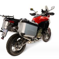 GPR TECH compatible with  Ducati Multistrada V4 - V4S 2025/2026 Paire de valises latérales en aluminium avec côté droit profilé, couleur argent avec support de valise spécifique TECH-EVO  Capacité 38 LT. + 32 LT.