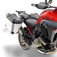 GPR TECH compatible with  Ducati Multistrada V4 - V4S 2025/2026 Paire de valises latérales en aluminium avec côté droit profilé, couleur argent avec support de valise spécifique TECH-EVO  Capacité 38 LT. + 32 LT.