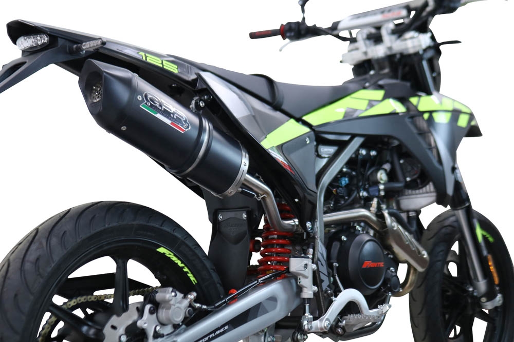 GPR exhaust compatible with  Fantic Motor XMF Motard 125 Competition/Performance 2025-2026, Furore Evo4 Nero, Slip-on exhaust including removable db killer, link pipe and catalyst,  EPA-compliant 