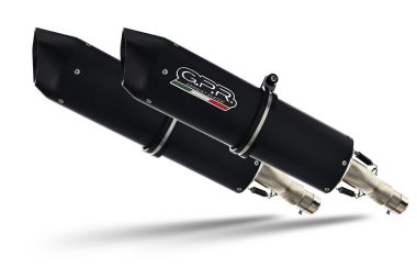 Pot echappement compatible avec Ducati Monster 400 1993-2003, Furore Nero, Paire de pot d'échappement homologuées, livrées avec db killer amovible et raccords spécifiques 