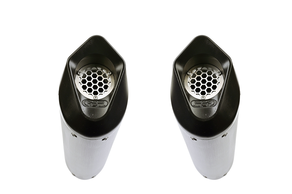 Exhaust compatible with Royal Enfield Interceptor 650 2021-2025, Furore Evo4 Nero, Dual slip-on exhausts including removable db killers and link pipes 
