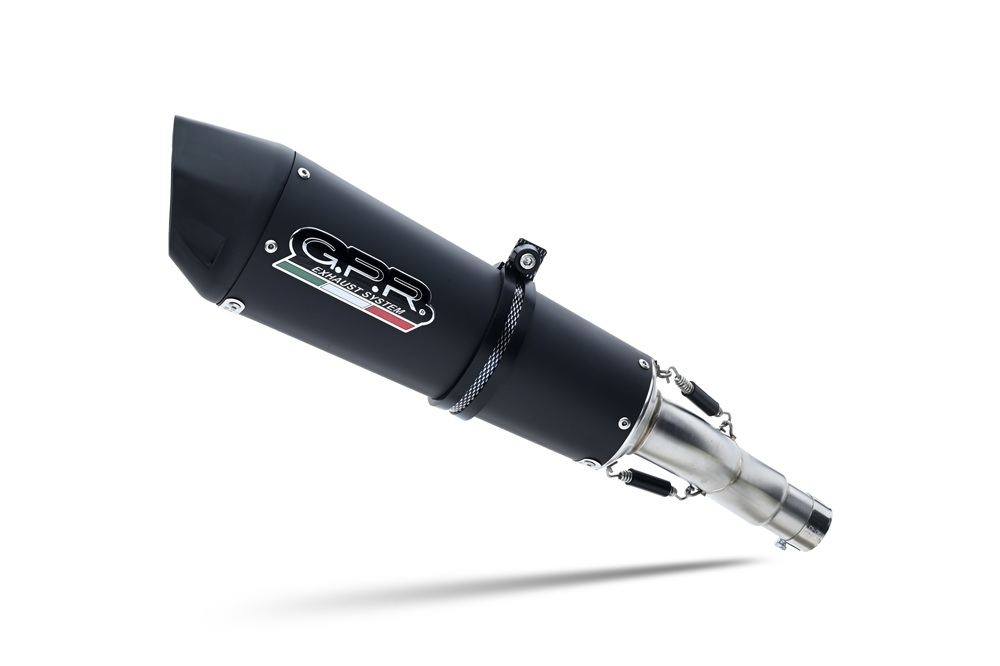 GPR pot echappement compatible avec  Aprilia RS 457 2024-2025, New Grand Prix Evo Black Titanium, Pot Echappement homologué pour les marchés non européens 