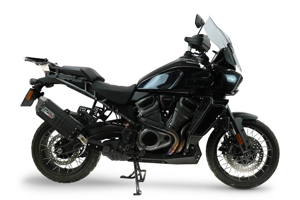 GPR exhaust compatible with Harley Davidson Pan America 1250 2020-2024, Hyper Sonic Black Titanium, Slip-on exhaust including removable db killer and link pipe, EPA-compliant 