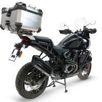 GPR exhaust compatible with Harley Davidson Pan America 1250 2020-2024, Hyper Sonic Black Titanium, Slip-on exhaust including removable db killer and link pipe, EPA-compliant 