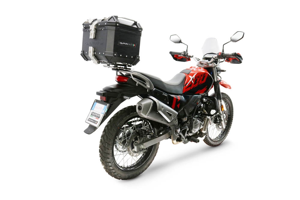 Top case GPR TECH compatible with  Hero Xpulse 200 4V 2025/2026 E5 plus Top Case Alpitech en aluminium, couleur noire avec plaque spécifique incluse Capacité Litres 26