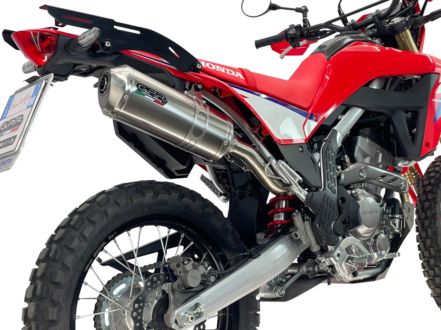 GPR pot echappement compatible avec Honda Crf 300 L - Rally 2025-2026, Satinox, Échappement légal, homologué,silencieux avec catalyseur, db killer amovible et tuyau de liaison spécifique 