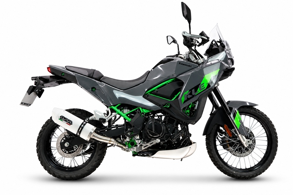 GPR pot echappement compatible avec Kawasaki KLE 500 2026-2027, Albus Ceramic, Échappement légal, homologué,silencieux avec db killer amovible et tuyau de liaison spécifique 