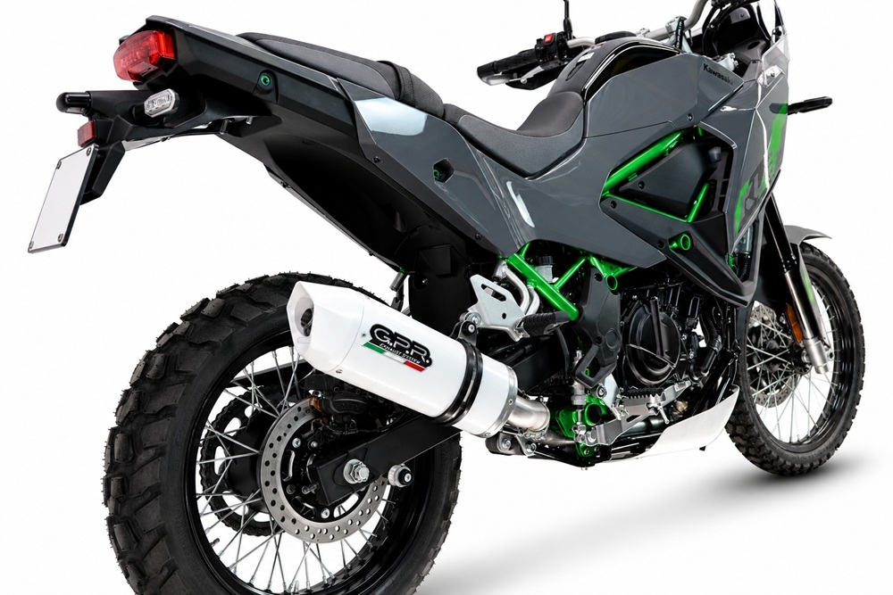 GPR pot echappement compatible avec Kawasaki KLE 500 2026-2027, Albus Ceramic, Échappement légal, homologué,silencieux avec db killer amovible et tuyau de liaison spécifique 