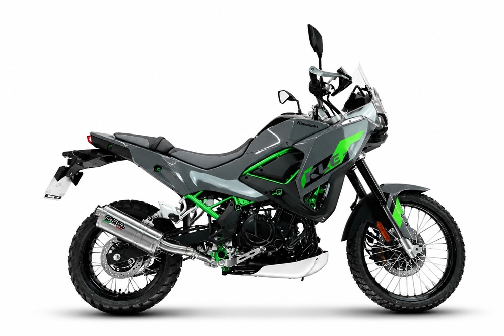 GPR pot echappement compatible avec Kawasaki KLE 500 2026-2027, Dune Triovale Titanio, Échappement légal, homologué,silencieux avec db killer amovible et tuyau de liaison spécifique 
