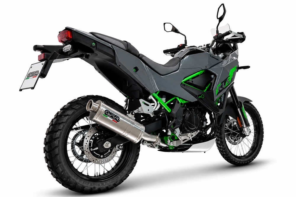 GPR pot echappement compatible avec Kawasaki KLE 500 2026-2027, Dune Triovale Titanio, Échappement légal, homologué,silencieux avec db killer amovible et tuyau de liaison spécifique 