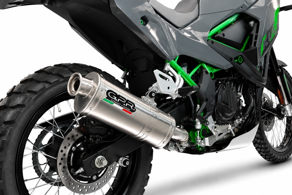 GPR pot echappement compatible avec Kawasaki KLE 500 2026-2027, Dune Triovale Titanio, Échappement légal, homologué,silencieux avec db killer amovible et tuyau de liaison spécifique 