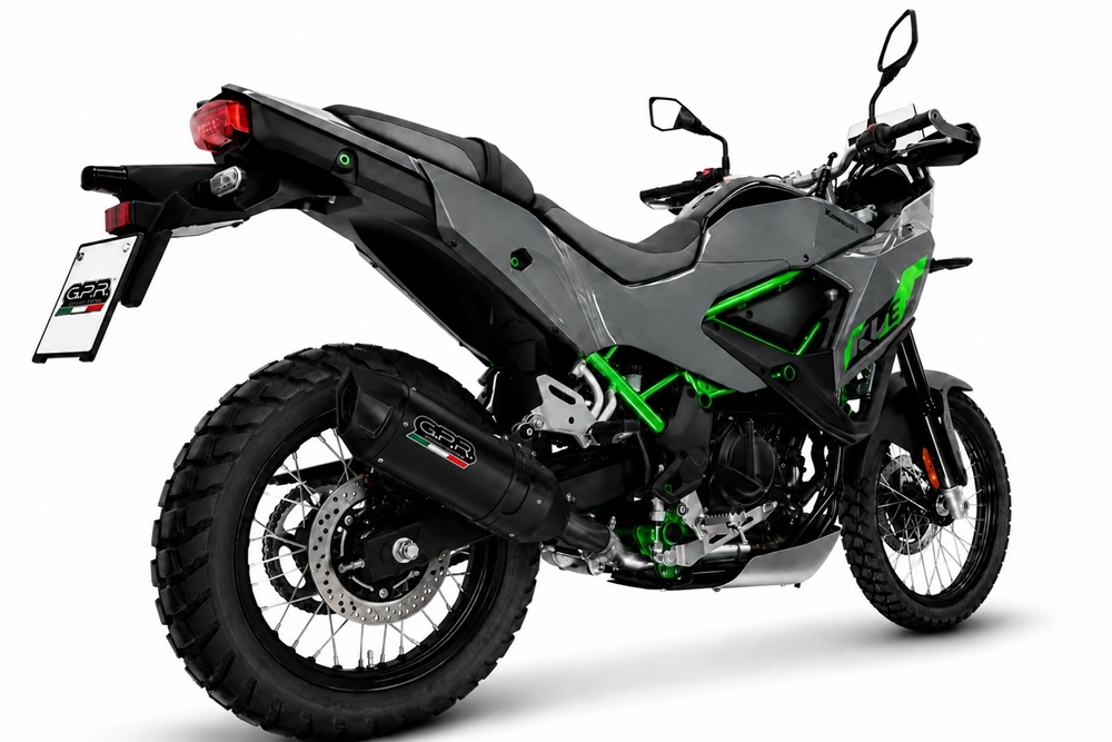 GPR pot echappement compatible avec Kawasaki KLE 500 2026-2027, Furore-X Titanio Nero, Échappement légal, homologué,silencieux avec db killer amovible et tuyau de liaison spécifique 