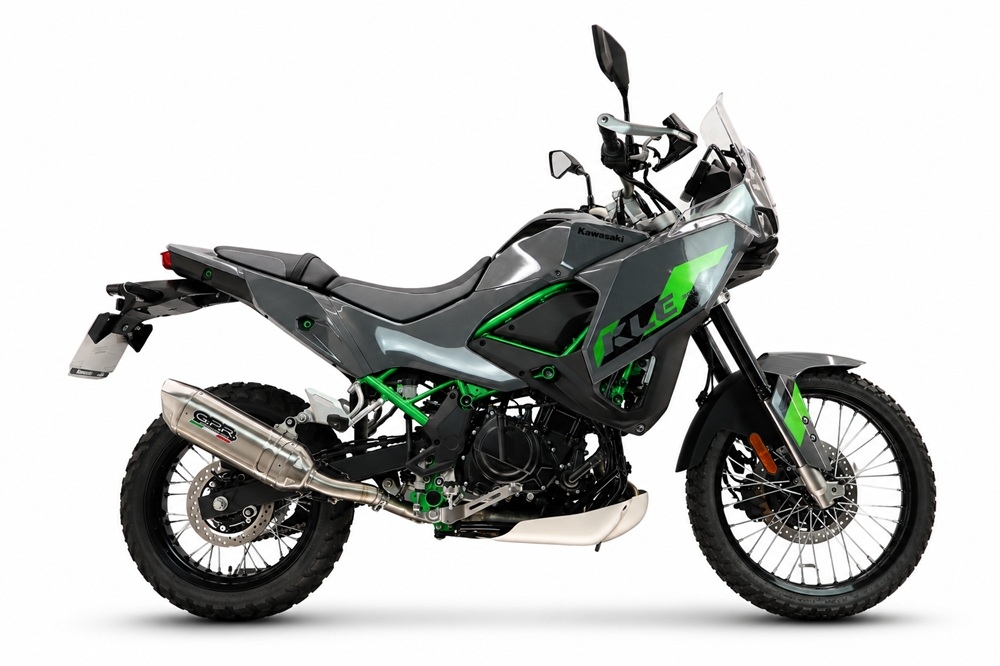 GPR pot echappement compatible avec Kawasaki KLE 500 2026-2027, Furore-X Acciaio Inox, Échappement légal, homologué,silencieux avec db killer amovible et tuyau de liaison spécifique 