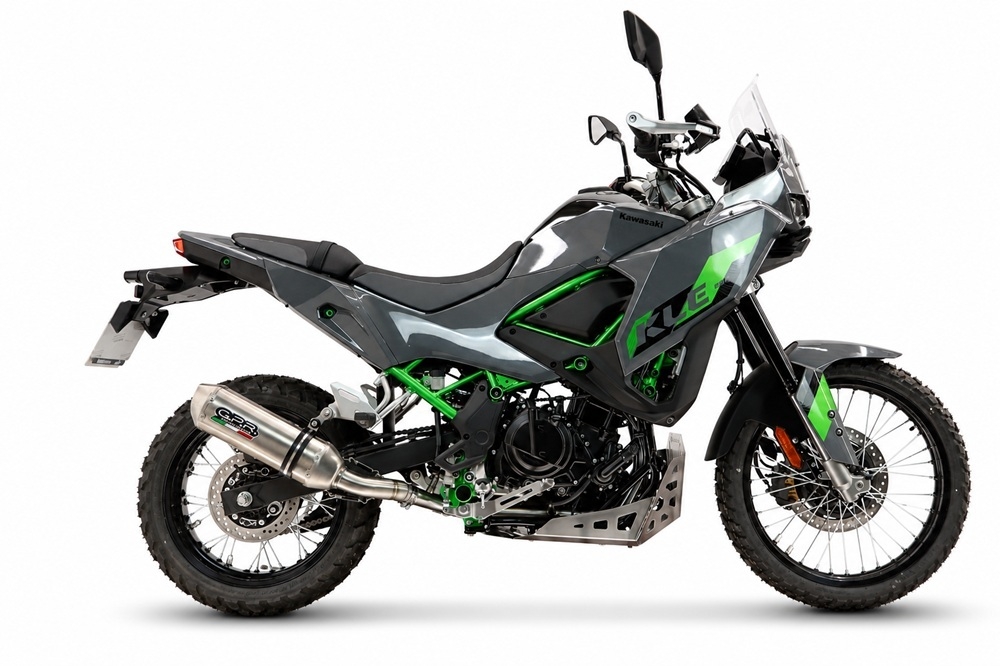 GPR pot echappement compatible avec Kawasaki KLE 500 2026-2027, PENTA ADVENTURE FULL TITANIUM, Échappement légal, homologué,silencieux avec db killer amovible et tuyau de liaison spécifique 