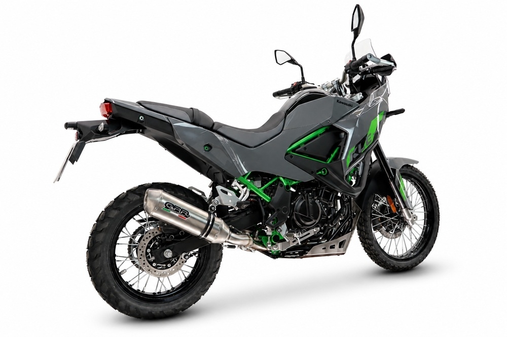 GPR pot echappement compatible avec Kawasaki KLE 500 2026-2027, PENTA ADVENTURE FULL TITANIUM, Échappement légal, homologué,silencieux avec db killer amovible et tuyau de liaison spécifique 